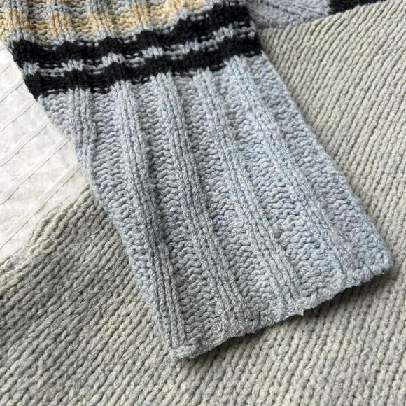 VTG 90s Liberto Knit Mockneck Oversized Dad Sweater Stripes Colorblocking Sz XL - Picture 8 of 8